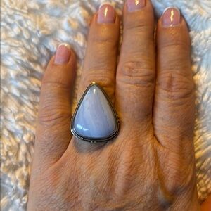 Botswana agate sterling silver ring sz 9.5